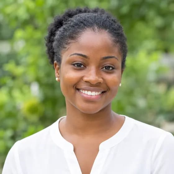 Sample portrait: a young woman in a white blouse