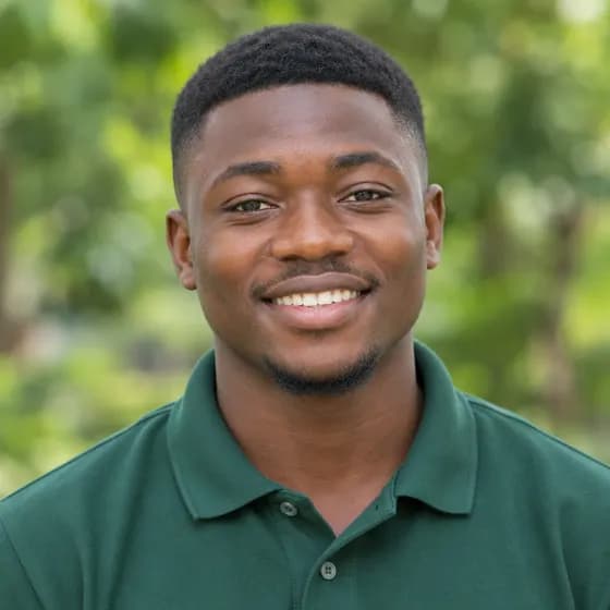 Sample portrait: a young man in a green polo shirt
