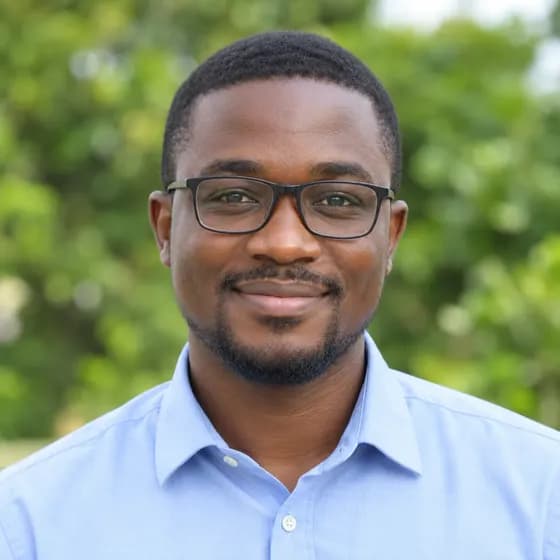 Sample portrait: a man with glasses in a light blue shirt